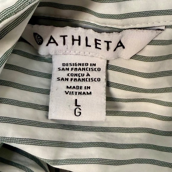 Athleta Striped Button Down Shirt Long Sleeve‎ Business Casual Womens Size L - Picture 3 of 4